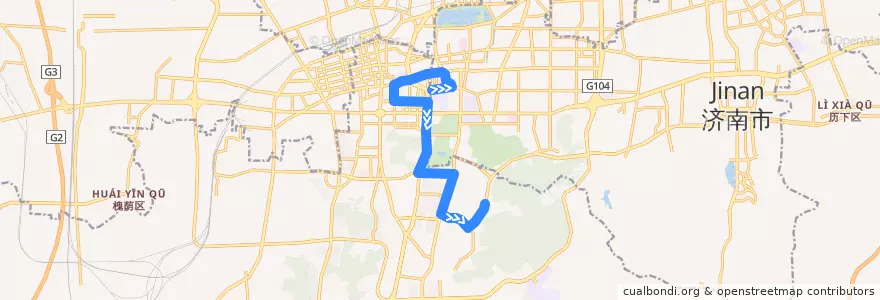 Mapa del recorrido 28青年桥—>国华·东方美郡 de la línea  en Shizhong District.