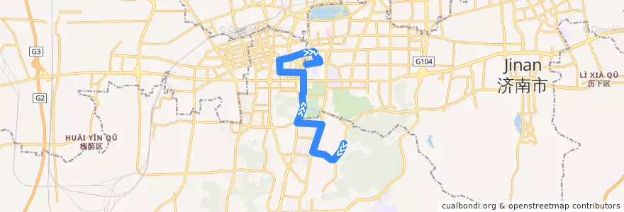 Mapa del recorrido 28国华·东方美郡—>青年桥 de la línea  en Shizhong District.
