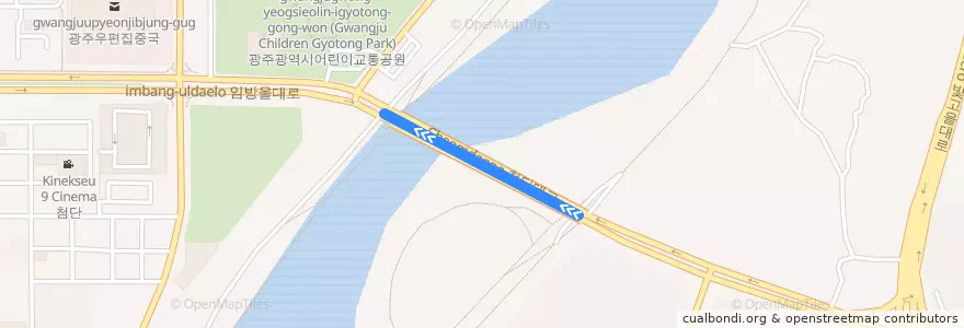 Mapa del recorrido 광주도시철도2호선 내선순환 (공사중) de la línea  en 북구.