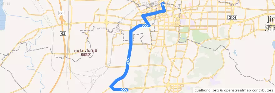 Mapa del recorrido 29天桥南—>文贤居 de la línea  en Jinan City.