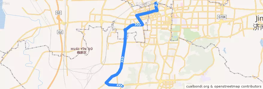 Mapa del recorrido 29文贤居—>天桥南 de la línea  en 济南市.