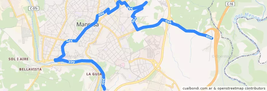 Mapa del recorrido Viladordis - Sant Pau de la línea  en Manresa.