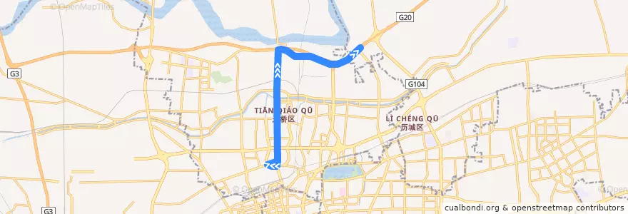 Mapa del recorrido 111成丰桥—>盖家沟配货中心 de la línea  en Tianqiao District.