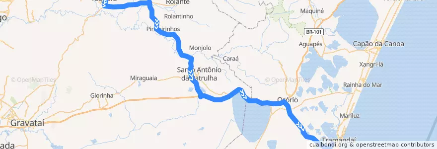 Mapa del recorrido TAQ-TRM de la línea  en Região Geográfica Intermediária de Porto Alegre.
