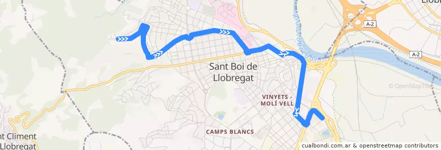 Mapa del recorrido SB3 Sant Boi de L. (Marianao => Tanatori) de la línea  en Sant Boi de Llobregat.