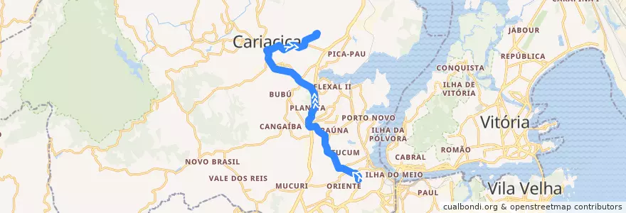 Mapa del recorrido 760 T. ITACIBÁ / NOVA ESPERANÇA de la línea  en 卡里亞西卡.