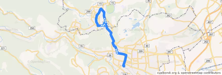 Mapa del recorrido 飯12-2 こまニュータウン循環 de la línea  en 사이타마현.