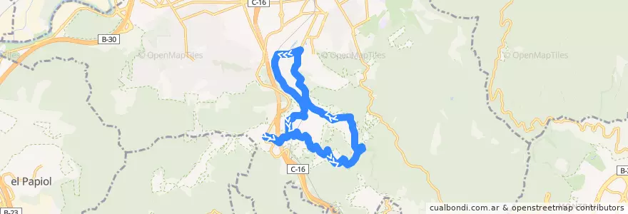 Mapa del recorrido L4 La Floresta (Bus Barri) Festius de la línea  en Sant Cugat del Vallès.