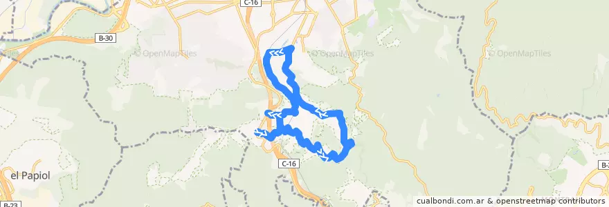 Mapa del recorrido L4 La Floresta (Bus Barri) Feiners de la línea  en Sant Cugat del Vallès.
