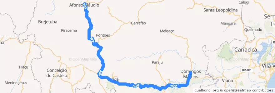 Mapa del recorrido 357/0 Afonso Cláudio / Domingos Martins de la línea  en Microrregião Afonso Cláudio.