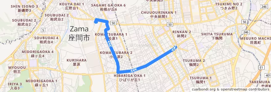 Mapa del recorrido 南林間05系統 de la línea  en 神奈川県.