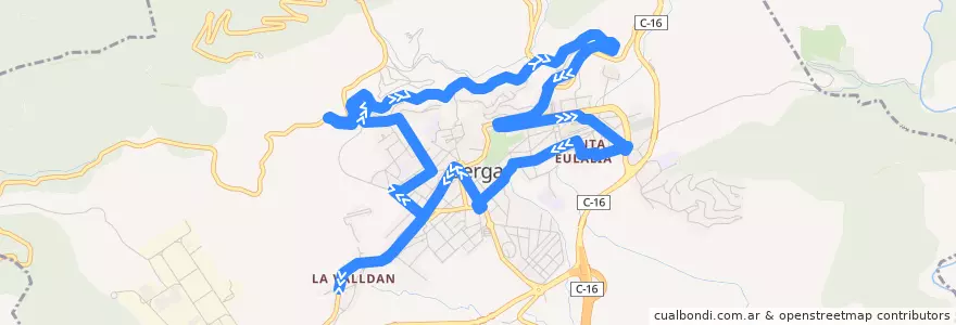 Mapa del recorrido L4 Castell de la línea  en Berga.