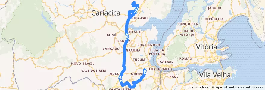 Mapa del recorrido 783 T. ITACIBÁ / NOVA ROSA DA PENHA VIA CAMPO GRANDE de la línea  en Кариасика.