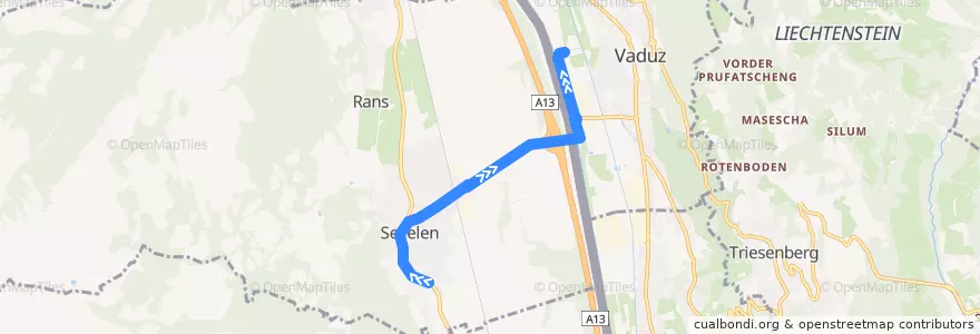 Mapa del recorrido Bus 24: Sevelen Büeli => Vaduz Lettstrasse de la línea  en .