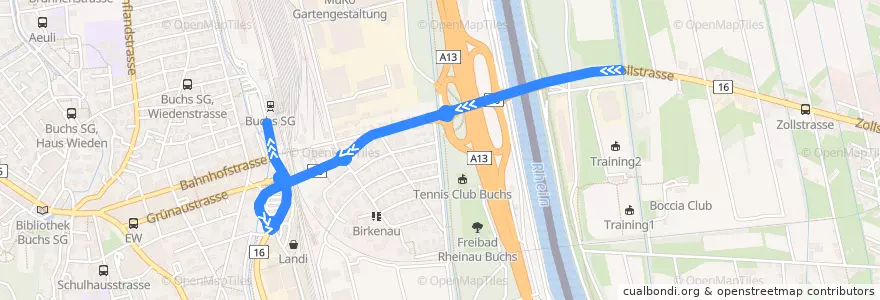Mapa del recorrido Bus 12: Triesen Post => Buchs Bahnhof de la línea  en Buchs (SG).