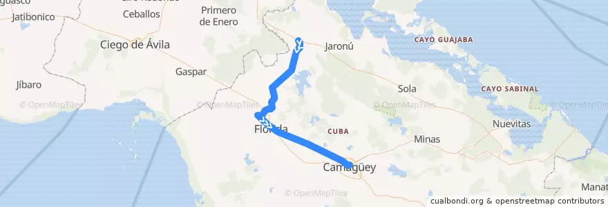 Mapa del recorrido Tren Camaguey Esmeralda de la línea  en Camagüey.