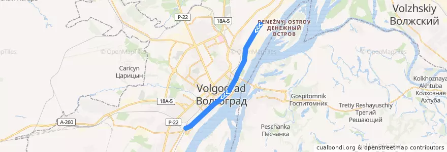 Mapa del recorrido Трамвай СТ-2: «Монолит» — Ельшанка de la línea  en городской округ Волгоград.