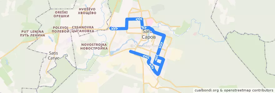 Mapa del recorrido Автобус №49: КПП-3 - КПП-3 de la línea  en городской округ Саров.