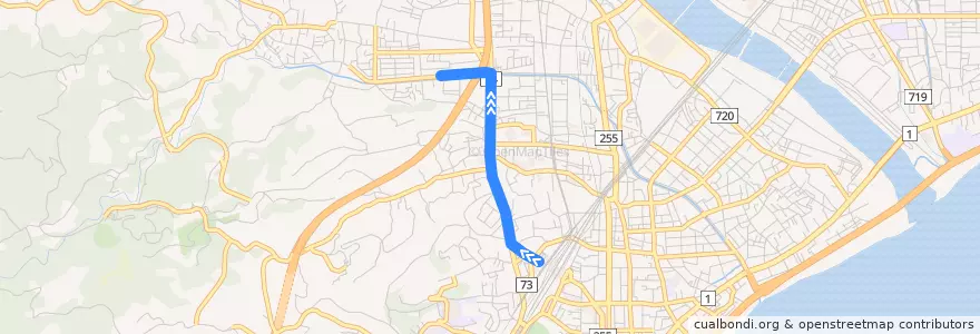 Mapa del recorrido 小72　小田原駅西口 => 久野車庫前 de la línea  en 小田原市.