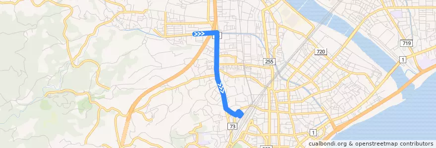 Mapa del recorrido 小72　久野車庫前 => 小田原駅西口 de la línea  en 小田原市.