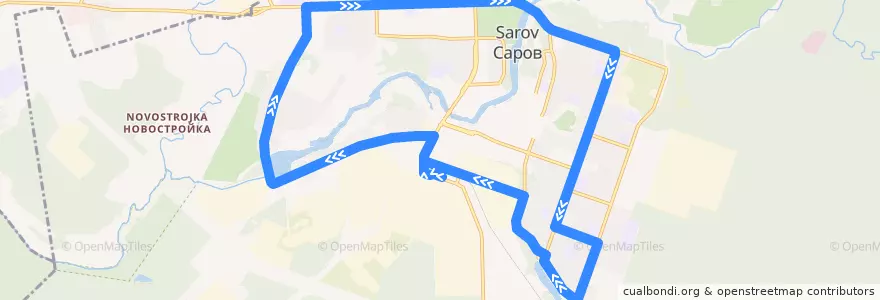Mapa del recorrido Автобус №2: Автостанция Тупиковая - Автостанция Тупиковая de la línea  en サロフ閉鎖行政地域.