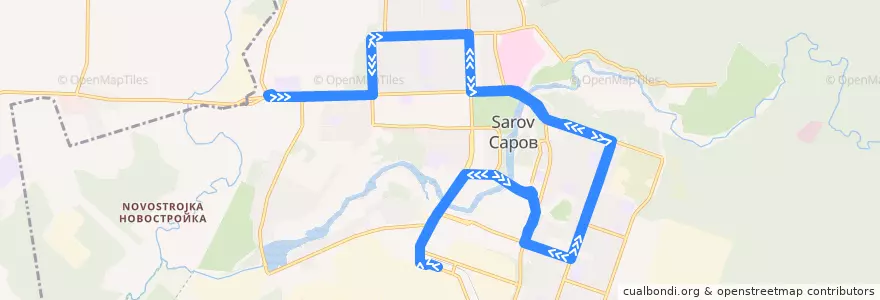 Mapa del recorrido Автобус №3: Автостанция Тупиковая - Автостанция Тупиковая de la línea  en Sarov.