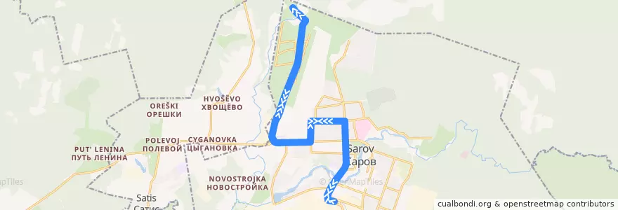 Mapa del recorrido Автобус №9: Автостанция Тупиковая - Автостанция Тупиковая de la línea  en городской округ Саров.