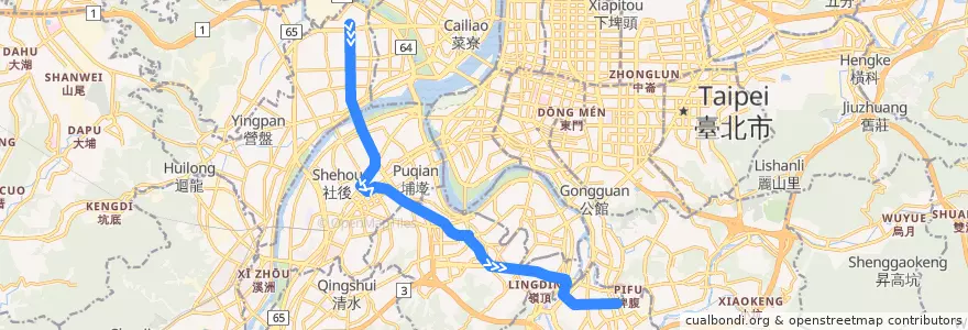 Mapa del recorrido 環狀線大坪林方向 de la línea  en Nuova Taipei.
