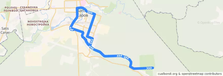 Mapa del recorrido Автобус №5: Автостанция Тупиковая - Автостанция Тупиковая de la línea  en サロフ閉鎖行政地域.