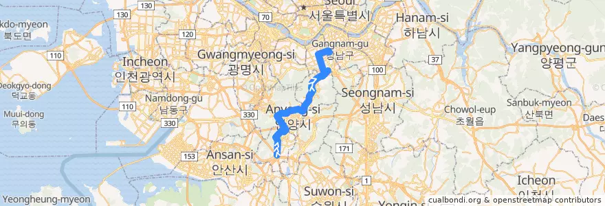 Mapa del recorrido 서울 시내버스 541 de la línea  en کره جنوبی.