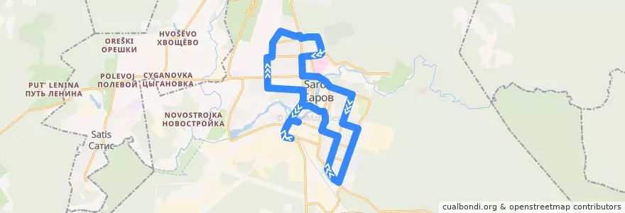 Mapa del recorrido Автобус №4А: Автостанция Тупиковая - Автостанция Тупиковая de la línea  en Sarov.