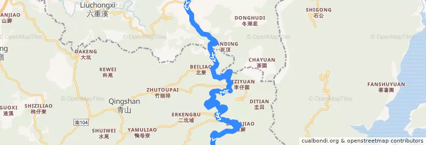 Mapa del recorrido 黃13(延駛仙公廟_往程) de la línea  en Tainan.