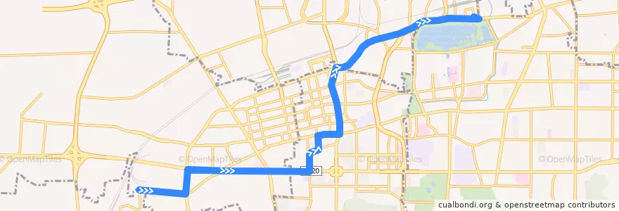 Mapa del recorrido 33映月紫云城—>大明湖火车站 de la línea  en Jinan City.