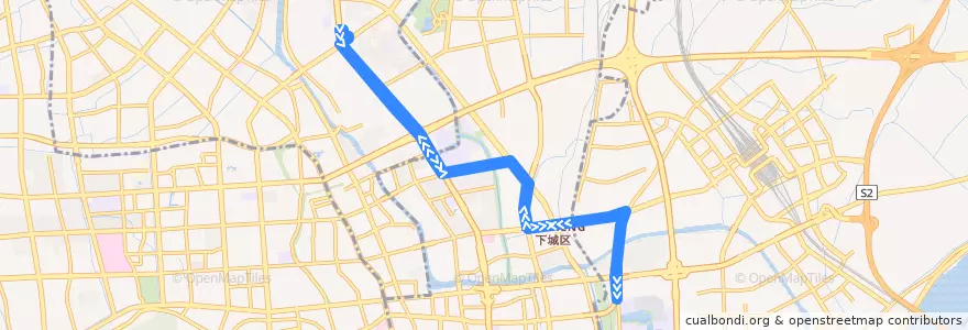 Mapa del recorrido 80路 大关北-富春路候潮路口 de la línea  en Ханчжоу.