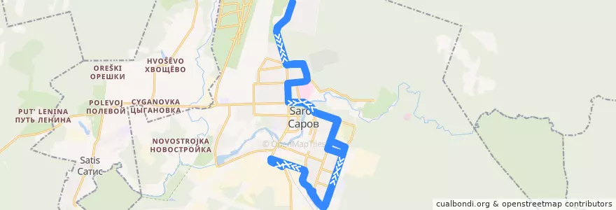 Mapa del recorrido Автобус №12: Автостанция Тупиковая - Автостанция Тупиковая de la línea  en городской округ Саров.