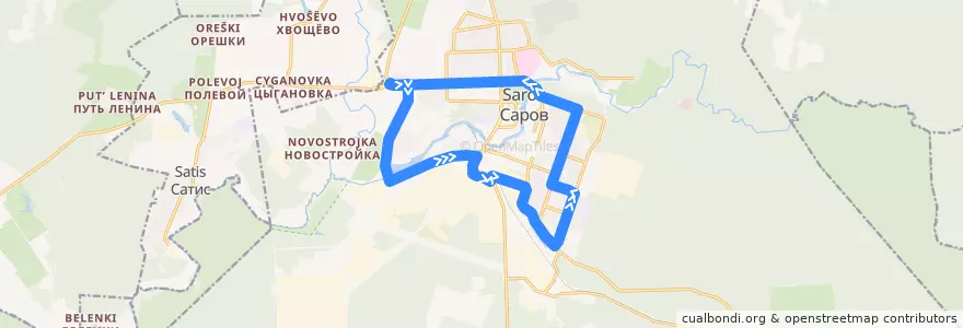 Mapa del recorrido Автобус №2А: Автостанция Тупиковая - Автостанция Тупиковая de la línea  en Sarov.