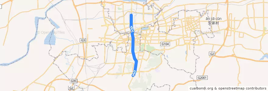 Mapa del recorrido 35动物园—>南苑小区（停运） de la línea  en Jinan City.