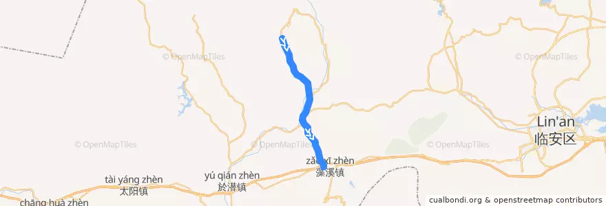Mapa del recorrido K275 藻溪-小坞 de la línea  en 天目山镇.