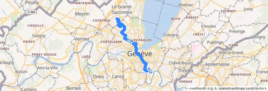 Mapa del recorrido Trolleybus 3: Crêts-de-Champel → Gardiol de la línea  en Genève.