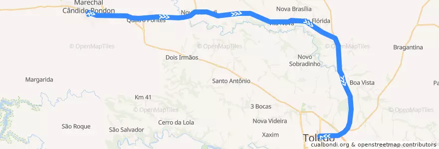 Mapa del recorrido Marechal Cândido Rondon - Toledo de la línea  en Microrregião Toledo.