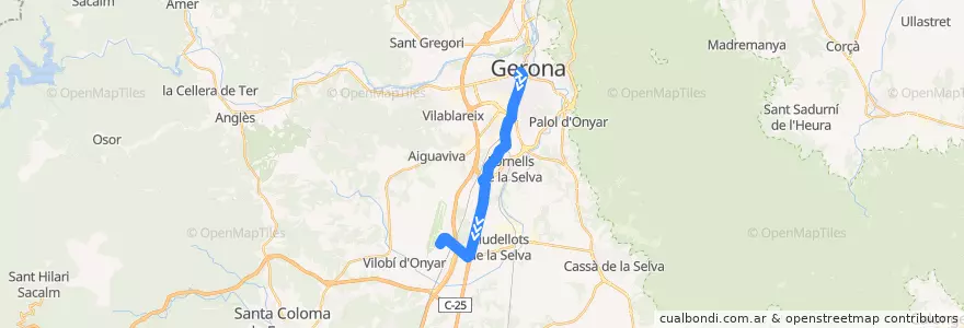 Mapa del recorrido 607: Girona City Centre - Girona Airport de la línea  en Girona.