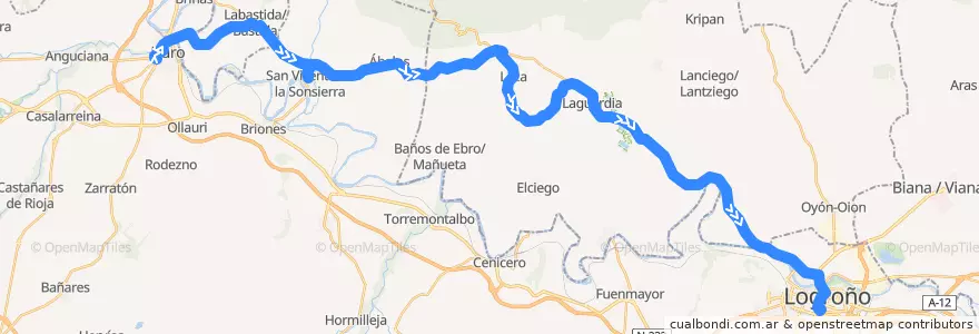 Mapa del recorrido A10 Haro → Logroño de la línea  en إسبانيا.