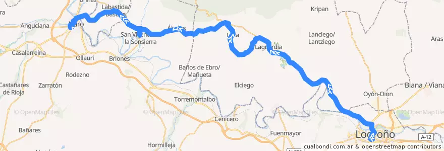 Mapa del recorrido A10 Logroño → Haro de la línea  en Espagne.