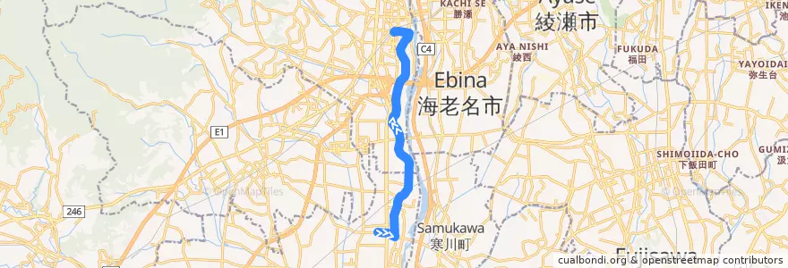 Mapa del recorrido 厚木55系統 de la línea  en 神奈川県.