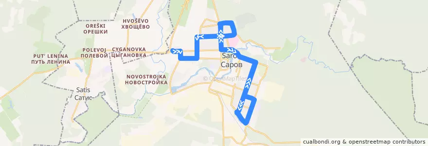 Mapa del recorrido Автобус №20: КПП-3 - КПП-3 de la línea  en городской округ Саров.