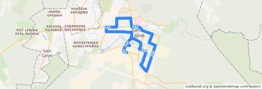 Mapa del recorrido Автобус №1: Автостанция Тупиковая - Автостанция Тупиковая de la línea  en городской округ Саров.