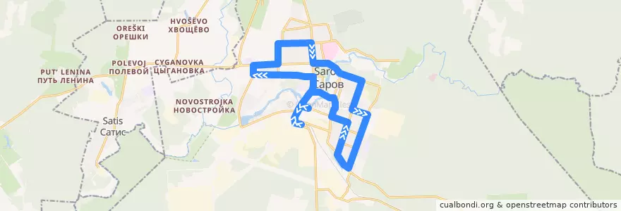 Mapa del recorrido Автобус №1А: Автостанция Тупиковая - Автостанция Тупиковая de la línea  en Sarov.