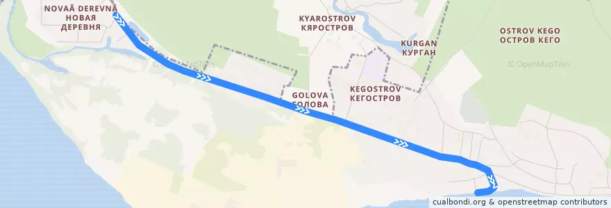 Mapa del recorrido Автобус 38: Новая деревня - Причал de la línea  en アルハンゲリスク管区.