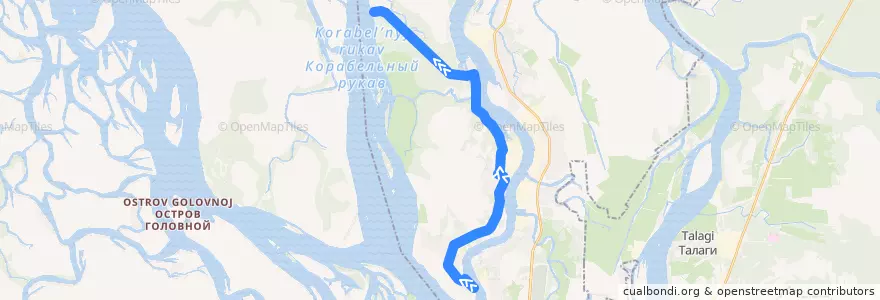 Mapa del recorrido Автобус 18: МЛП - п.Конвейер de la línea  en городской округ Архангельск.