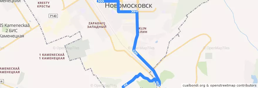 Mapa del recorrido Автобус 2: Вокзал - пос. Шамотный de la línea  en городской округ Новомосковск.